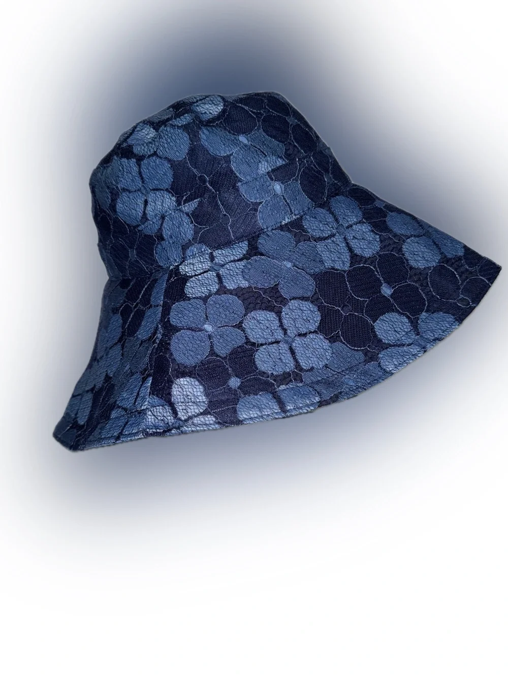 Free People “Molly” Navy Floral Classic Summer Bucket Hat, One Size